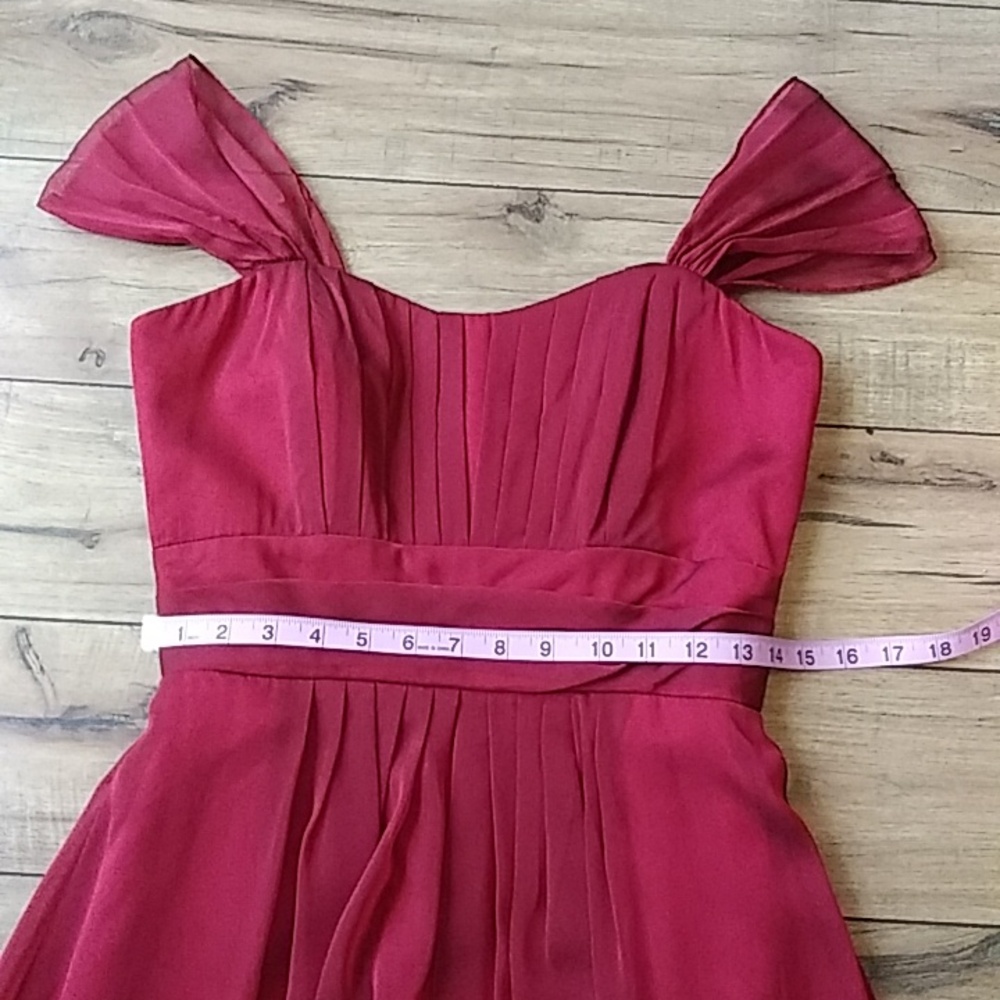 Belsoie Tiffany Chiffon Red Cap Sleeves Floor-length Gown. Size 8 - Picture 17 of 17